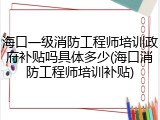 海口一级消防工程师培训政府补贴吗具体多少(海口消防工程师培训补贴)