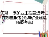 芜湖一级矿业工程建造师证在哪里报考(芜湖矿业建造师报考点)