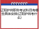 辽阳护师职称考试科目有哪些具体安排(辽阳护师考什么)