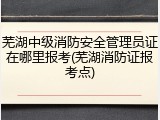 芜湖中级消防安全管理员证在哪里报考(芜湖消防证报考点)