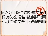 阿克苏中级金属冶炼安全工程师怎么报名培训费用(阿克苏冶炼安全工程师培训)