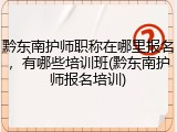 黔东南护师职称在哪里报名，有哪些培训班(黔东南护师报名培训)