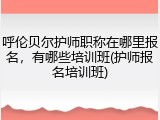 呼伦贝尔护师职称在哪里报名，有哪些培训班(护师报名培训班)