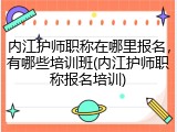 内江护师职称在哪里报名，有哪些培训班(内江护师职称报名培训)