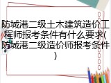 防城港二级土木建筑造价工程师报考条件有什么要求(防城港二级造价师报考条件)