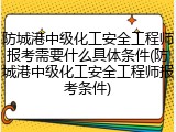 防城港中级化工安全工程师报考需要什么具体条件(防城港中级化工安全工程师报考条件)