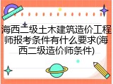 海西二级土木建筑造价工程师报考条件有什么要求(海西二级造价师条件)