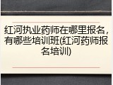 红河执业药师在哪里报名，有哪些培训班(红河药师报名培训)