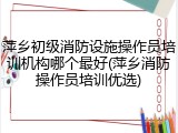 萍乡初级消防设施操作员培训机构哪个最好(萍乡消防操作员培训优选)