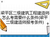 梁平区二级建筑工程建造师怎么考需要什么条件(梁平二级建造师报考条件)