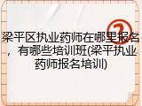 梁平区执业药师在哪里报名，有哪些培训班(梁平执业药师报名培训)