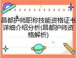 昌都护师职称技能资格证书详细介绍分析(昌都护师资格解析)