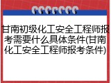 甘南初级化工安全工程师报考需要什么具体条件(甘南化工安全工程师报考条件)
