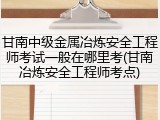 甘南中级金属冶炼安全工程师考试一般在哪里考(甘南冶炼安全工程师考点)