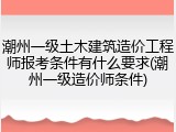 潮州一级土木建筑造价工程师报考条件有什么要求(潮州一级造价师条件)