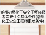 潮州初级化工安全工程师报考需要什么具体条件(潮州化工安全工程师报考条件)