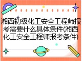 湘西初级化工安全工程师报考需要什么具体条件(湘西化工安全工程师报考条件)