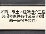 湘西一级土木建筑造价工程师报考条件有什么要求(湘西一造报考条件)