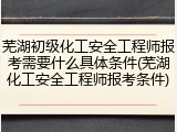 芜湖初级化工安全工程师报考需要什么具体条件(芜湖化工安全工程师报考条件)
