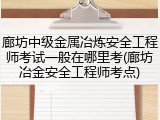 廊坊中级金属冶炼安全工程师考试一般在哪里考(廊坊冶金安全工程师考点)