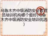 乌鲁木齐中级消防安全管理员培训机构哪个最好(乌鲁木齐中级消防安全培训优选)