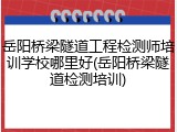 岳阳桥梁隧道工程检测师培训学校哪里好(岳阳桥梁隧道检测培训)