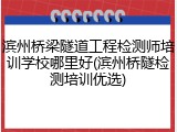 滨州桥梁隧道工程检测师培训学校哪里好(滨州桥隧检测培训优选)
