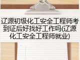 辽源初级化工安全工程师考到证后好找好工作吗(辽源化工安全工程师就业)