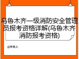乌鲁木齐一级消防安全管理员报考资格详解(乌鲁木齐消防报考资格)