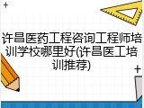 许昌医药工程咨询工程师培训学校哪里好(许昌医工培训推荐)