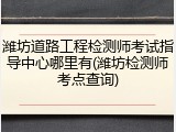 潍坊道路工程检测师考试指导中心哪里有(潍坊检测师考点查询)