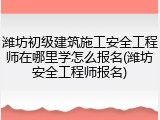 潍坊初级建筑施工安全工程师在哪里学怎么报名(潍坊安全工程师报名)