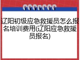 辽阳初级应急救援员怎么报名培训费用(辽阳应急救援员报名)