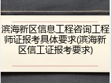 滨海新区信息工程咨询工程师证报考具体要求(滨海新区信工证报考要求)