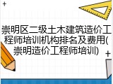 崇明区二级土木建筑造价工程师培训机构排名及费用(崇明造价工程师培训)