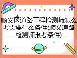 顺义区道路工程检测师怎么考需要什么条件(顺义道路检测师报考条件)