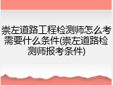 崇左道路工程检测师怎么考需要什么条件(崇左道路检测师报考条件)
