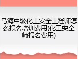 乌海中级化工安全工程师怎么报名培训费用(化工安全师报名费用)