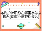 乌海护师职称在哪里学怎么报名(乌海护师职称报名)