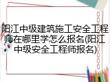 阳江中级建筑施工安全工程师在哪里学怎么报名(阳江中级安全工程师报名)