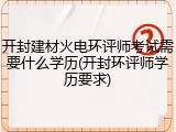 开封建材火电环评师考试需要什么学历(开封环评师学历要求)