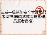 武威一级消防安全管理员报考资格详解(武威消防管理员报考资格)