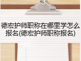 德宏护师职称在哪里学怎么报名(德宏护师职称报名)