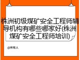 株洲初级煤矿安全工程师辅导机构有哪些哪家好(株洲煤矿安全工程师培训)