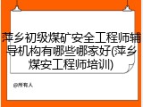 萍乡初级煤矿安全工程师辅导机构有哪些哪家好(萍乡煤安工程师培训)