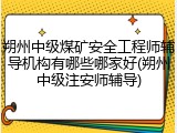 朔州中级煤矿安全工程师辅导机构有哪些哪家好(朔州中级注安师辅导)