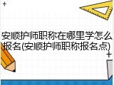 安顺护师职称在哪里学怎么报名(安顺护师职称报名点)