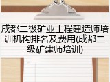 成都二级矿业工程建造师培训机构排名及费用(成都二级矿建师培训)