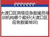 大渡口区高级应急救援员培训机构哪个最好(大渡口区应急救援培训)