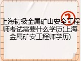 上海初级金属矿山安全工程师考试需要什么学历(上海金属矿安工程师学历)